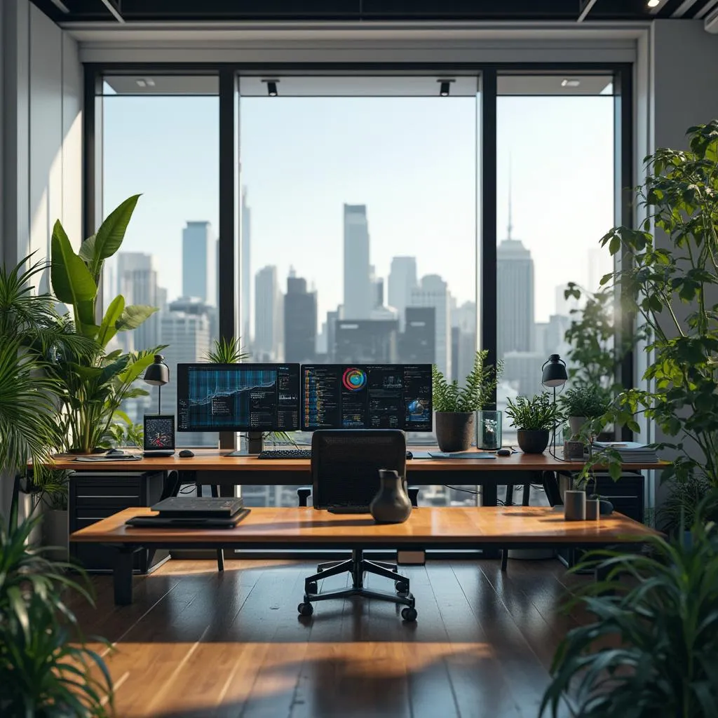 Espacio de trabajo moderno y tecnológico
